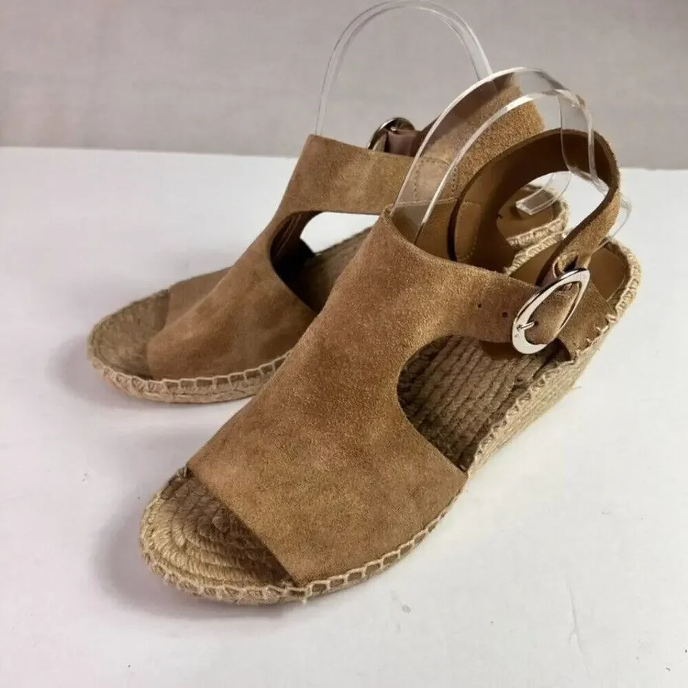 Via Spiga Sandals Sandals 9 M Nolan Espadrille Wedge Desert Suede Leather Buckle